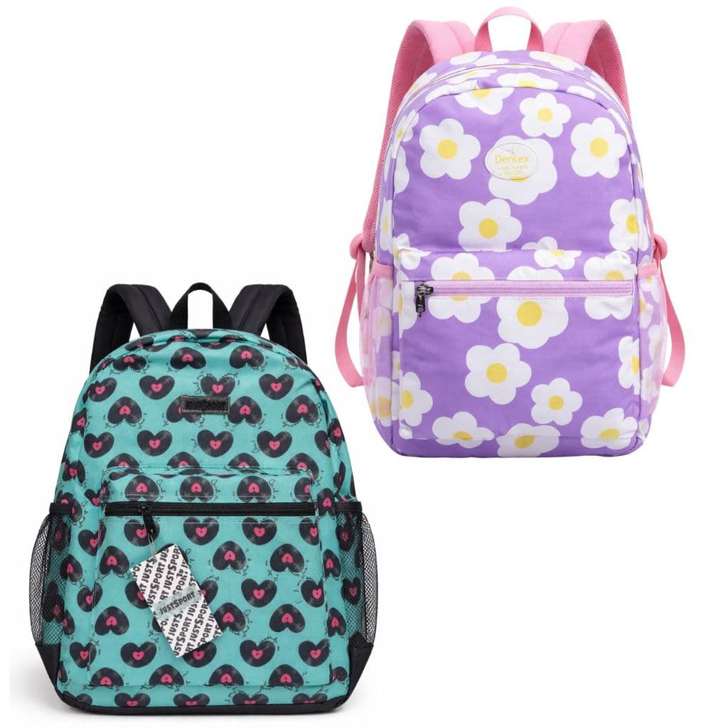 Mochila Escolar De Alças Love Just 2 Bolsos Meninas Denlex