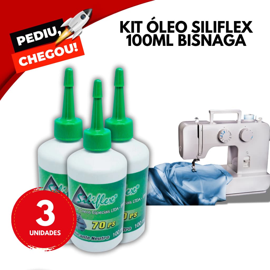 Kit Oleo Lubrificante Siliflex 100Ml Original Para Maquinas De Costura Facil Aplicação