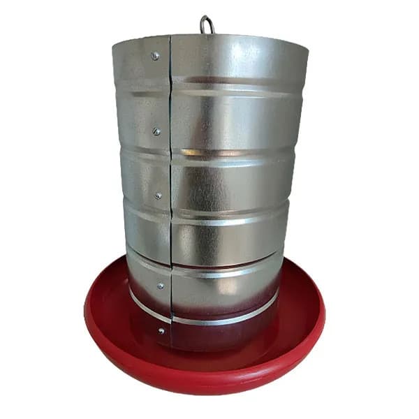 Comedouro Tubular 15kg p/ Frango Aves Galinha Faisão Prato Anti Desperdicio