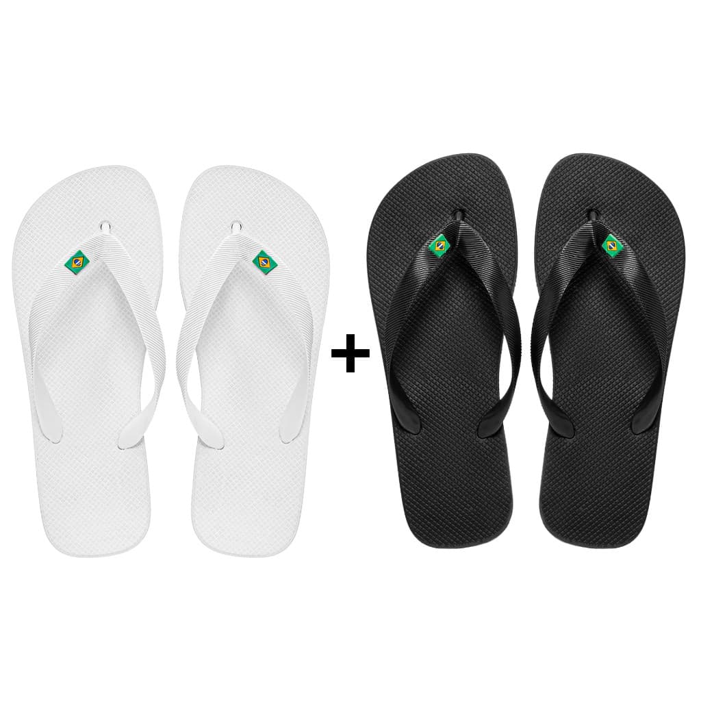 Kit Chinelo Masculino Feminino Branco Brasil Preto
