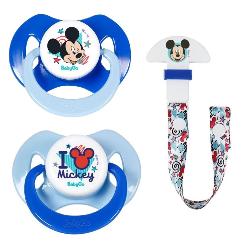 Kit de 1 Chupeta Orto Tam 2 c/ 1 Prendedor de Chupeta Mickey - Pepeta - Bico - Silicone
