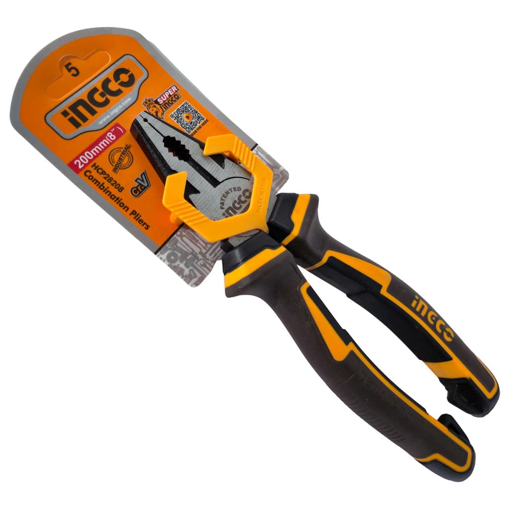 Alicate Universal 8" 200mm INGCO HCP28208 Profissional Industrial Resistente Preciso Confiável CrV
