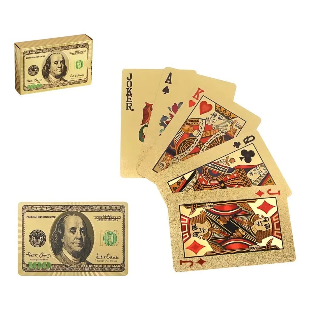 Baralho Prata/dourado  Resistente A Água Anti Rasgo Cartas de Dollar