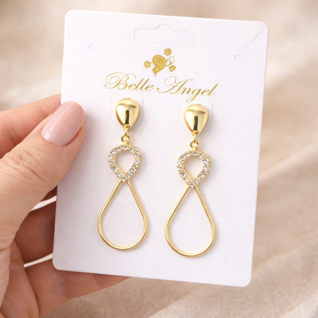 Brinco Feminino Gotas Folheado a Ouro 18k - Não Escurece