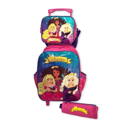 Kit Mochila Infantil Escolar Tres Pecas Princesas Rosa Duravel Leve Estilosa