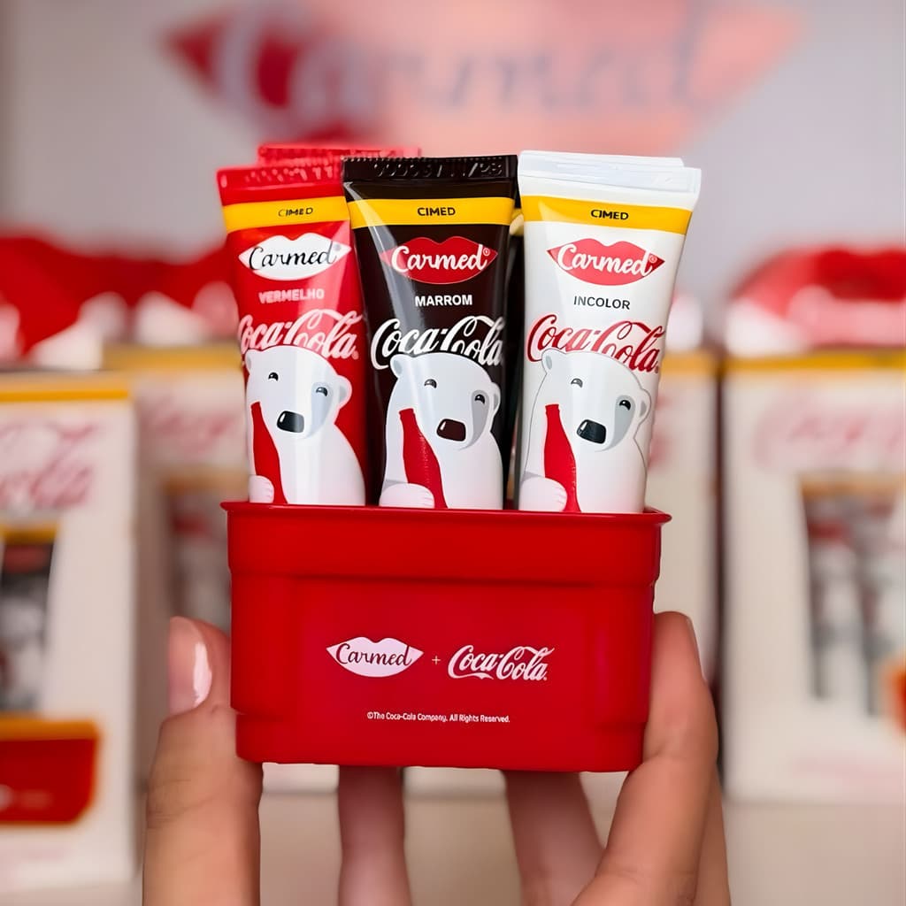 (Kit completo) - Carmed Edição Limitada Coca-Cola Urso Polar + Kit Coca cola Vermelho, Incolor e Marrom