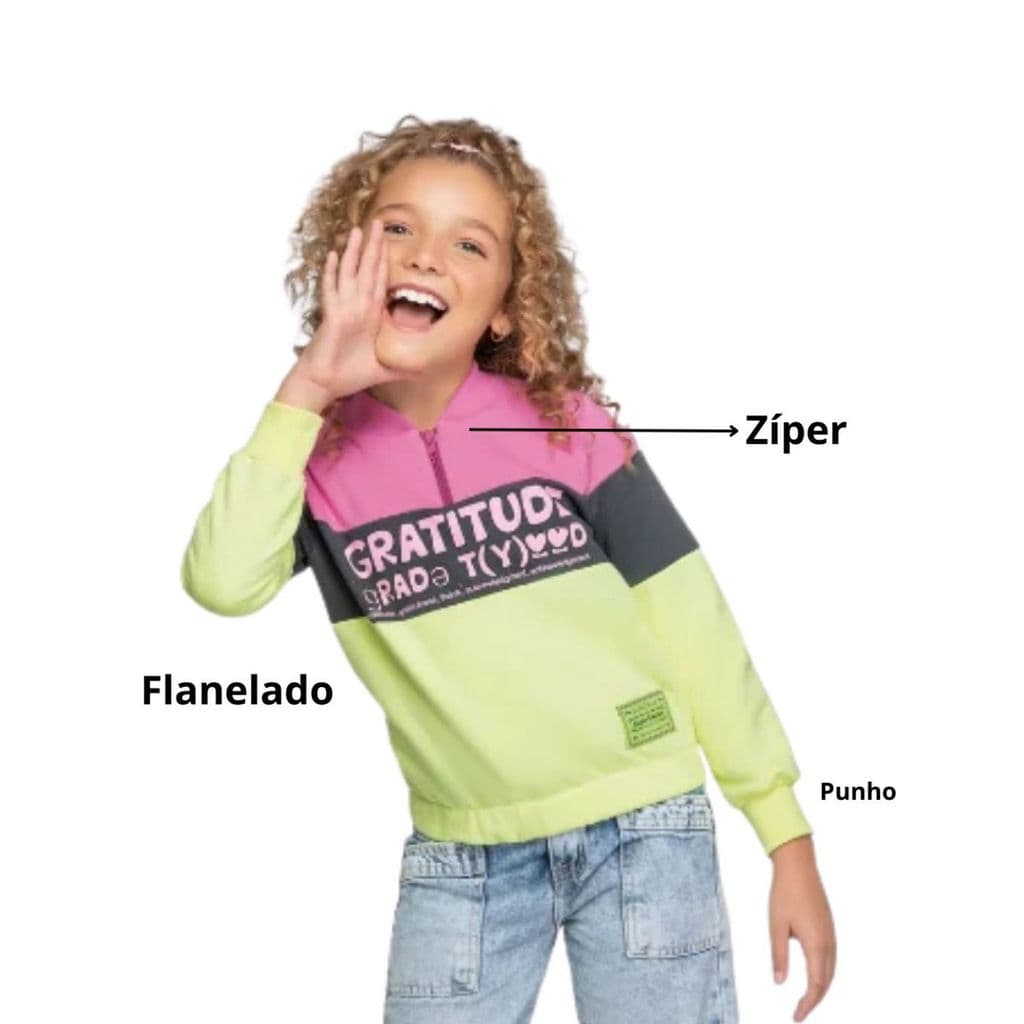 Blusa de Moletom Infantil Felpado Menina Angerô Lindo Princesa 22209