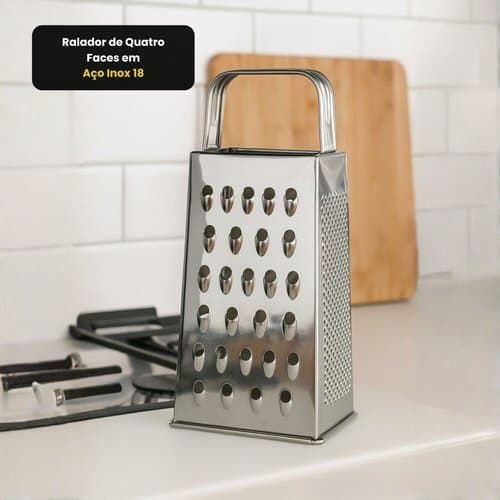 Ralador Multiuso Quatro Faces Aço Inox 18cm Durável Prático Cortador Legumes Queijo