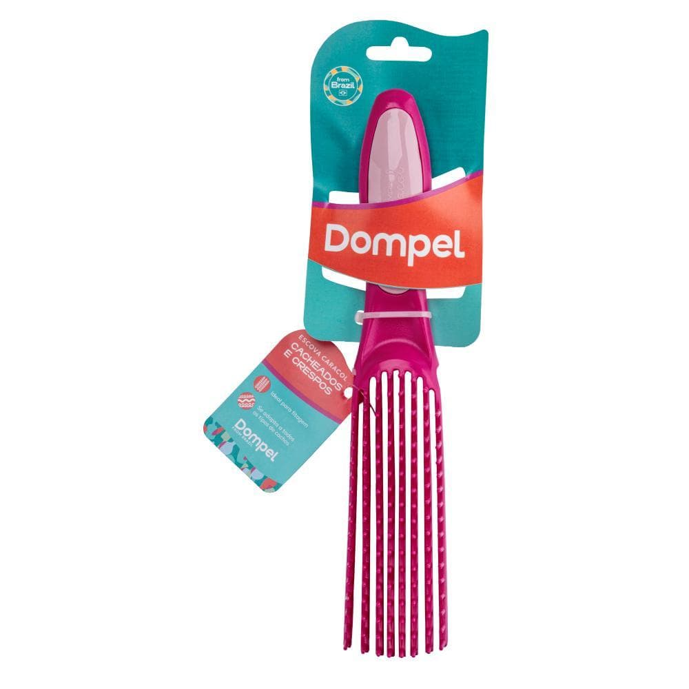 Escova de Cabelo para Cabelos Cacheados Desembaraçadora Caracol Cor Rosa Escuro - Dompel