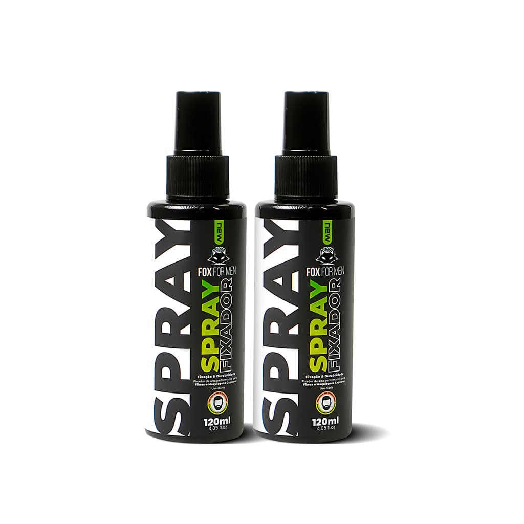 SPRAY FIXADOR DE FIBRA CAPILAR 02 UNIDADES 120ML FOX FOR MEN - RESISTENTE A ÁGUA