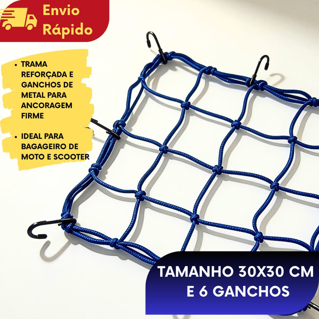 KIT (1/2/3/4/5) Rede Elastica Para Moto Rede Aranha Redinha Rede Resistente Bagageiro Capacete Carga Bike 30x30 Segura