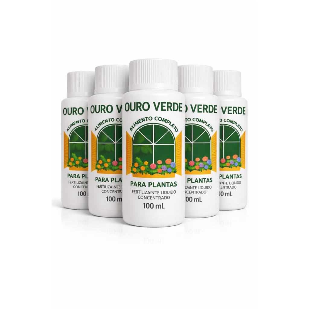 Kit 5 Adubo Ouro Verde 100ml Fertilizante Líquido  para Plantas e Flores