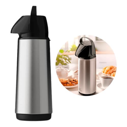Garrafa Térmica Bule Invicta 1.8l Inox Frio Quente Slim Pret Preto/inox
