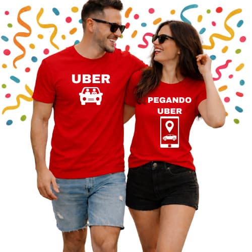 Kit casal 2 camisetas tradicionais uber carnavalfesta bloquinho amigos namorados combinando parceria