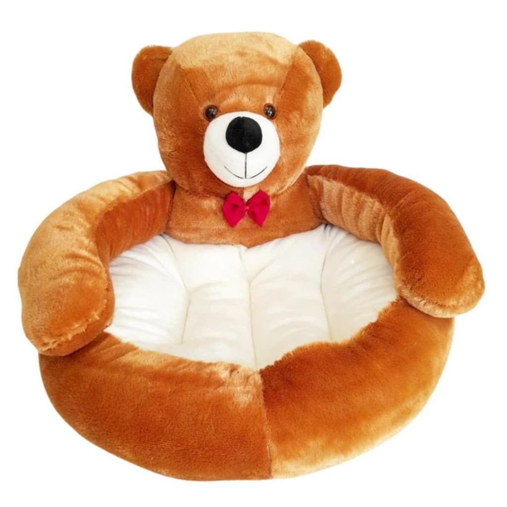 Cama Pet Redonda Almofada Ursinho Pelúcia Cachorro Gato Premium Macia Confortável