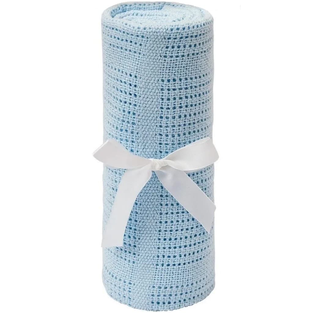 Mantinha de Tricô 100% Algodão Azul Buba