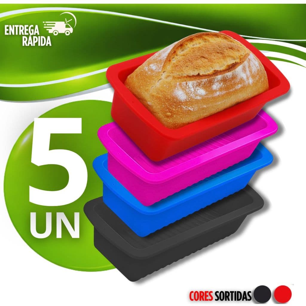 5 Forma de Silicone Antiaderente Pães Dias das MãesTortas e Bolos Caseiros Não Gruda Flexivel Cozinha Durável Lava Louça