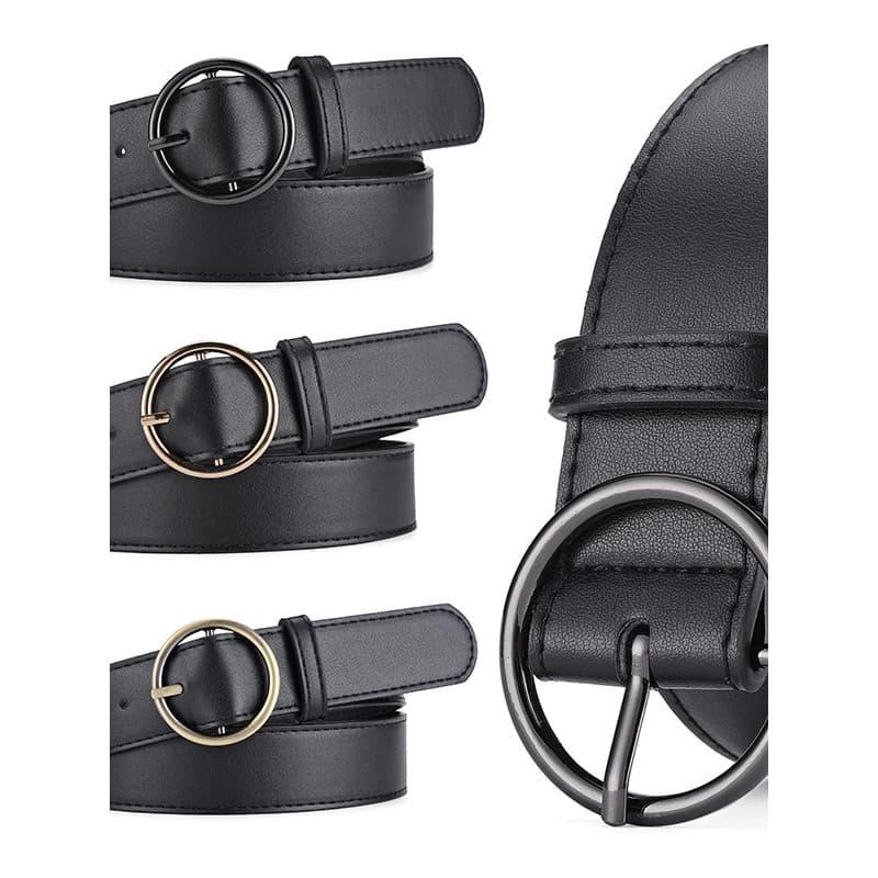 Simples preto marrom marrom redondo fivela cinto feminino moda All-Match cinto feminino decorativo Jeans cinto feminino