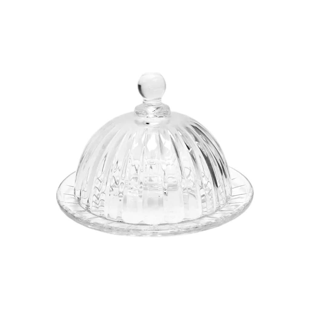 Mini Queijeira Milano Transparente Porta Queijo Para Servir 14x10cm Vidro Resistente