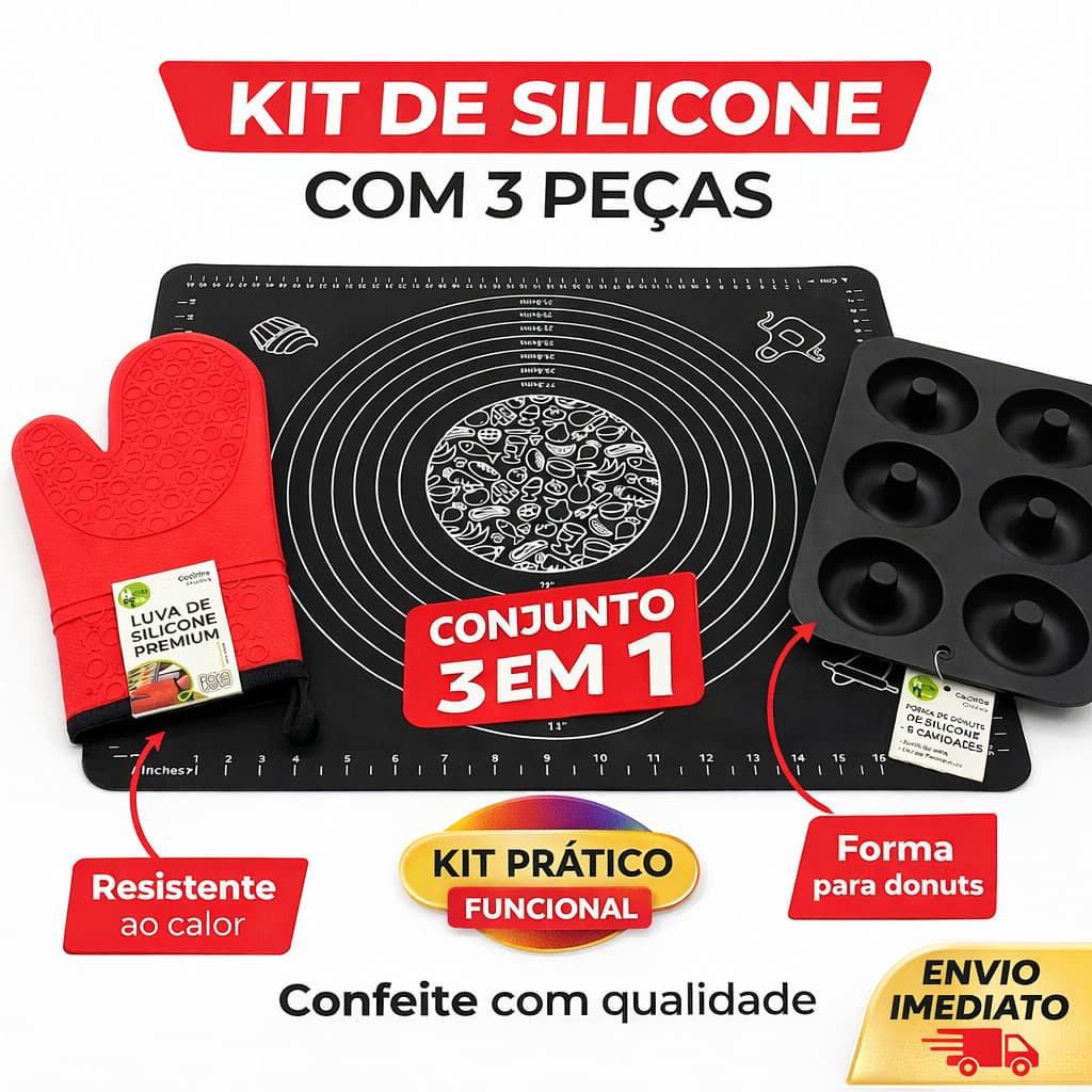 Kit de Silicone para Confeitaria 3 Peças - ultimo dia de promocao