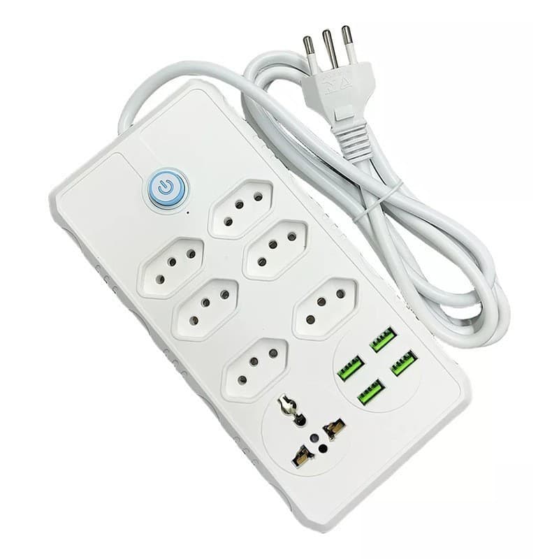Regua De Tomada Extensao Eletrica Longa Com Entradas USB Para Celular Notebook Carregamento Inteligente
