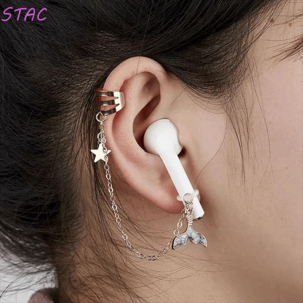 STAC 2 Unidades/Par Clipe De Orelha Anti-Perda , Osso Para Decoração Fone De Ouvido Moda