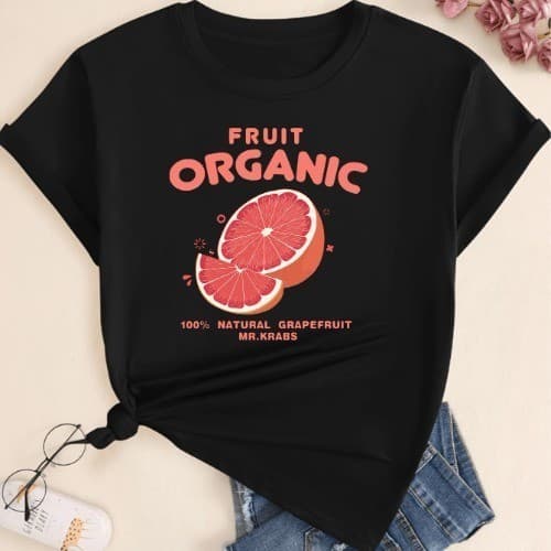 Camiseta Fruit Organic Blusa Feminina Estampa Premium Casual 100% Algodão