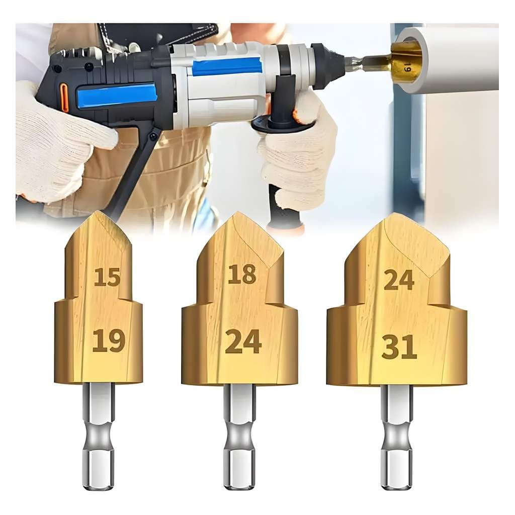 Kit Completo 3 Brocas Escalonadas PPR 20/25/32mm, Aço de Rolamento, Encaixe Hexágono 1/4" Ideal para Perfuração