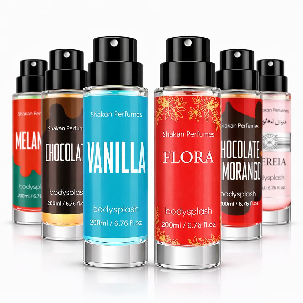 Kit 6 BodySplash Fragancias refrescantes Vanilla, Melancia, Flora, Chocolate, Morango, Sereia (200 ml)