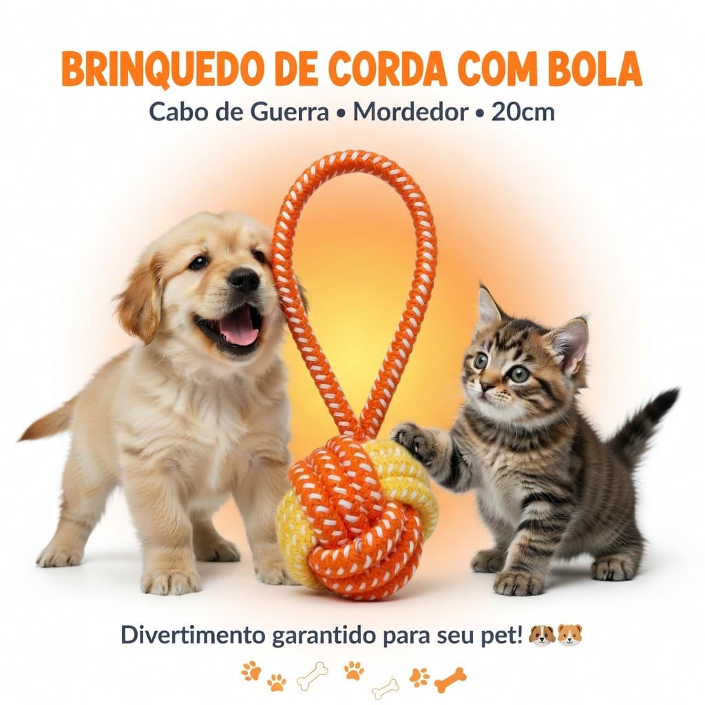 bolinha pet Mordedor Pet Corda Reforçada Bola Interativa