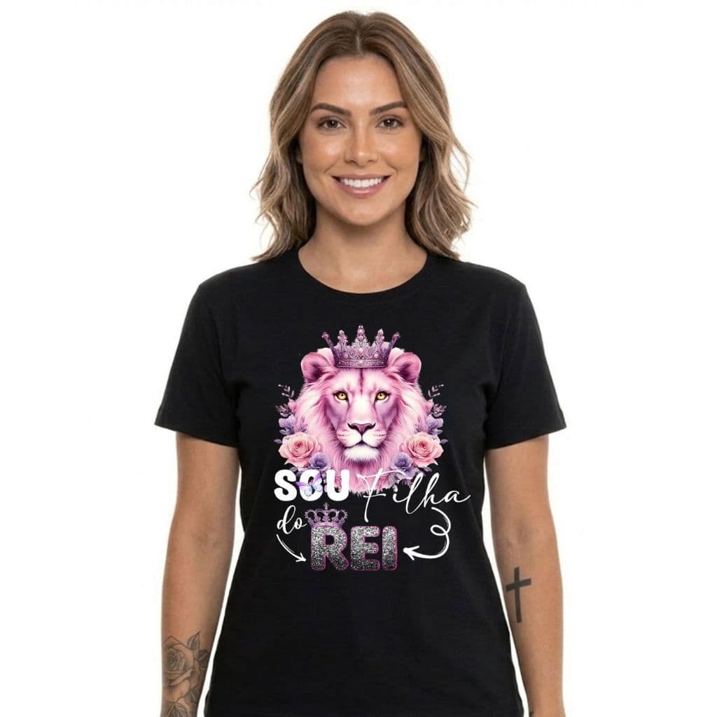 Camiseta EU SOU FILHA DO REI feminina moda cristã moda gospel promoção