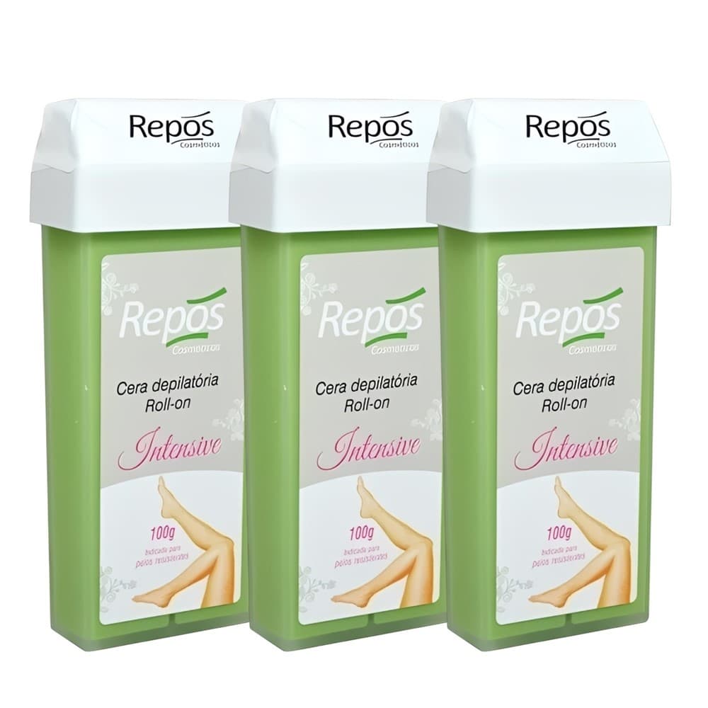 Kit 3 Refil Cera Depilação Roll On Depilatória Intensive Repós 100g
