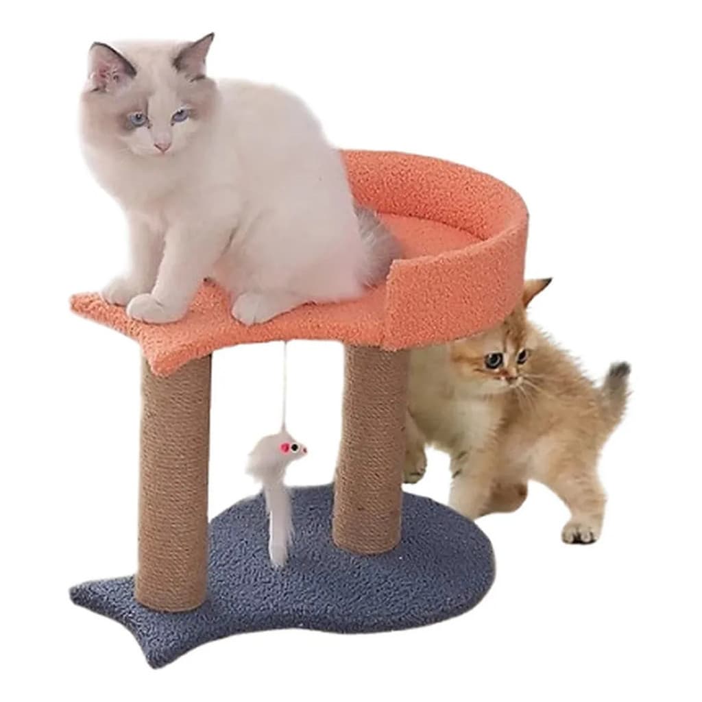 Arranhador Para Gatos Com Cama Elevada E Poste De Sisal