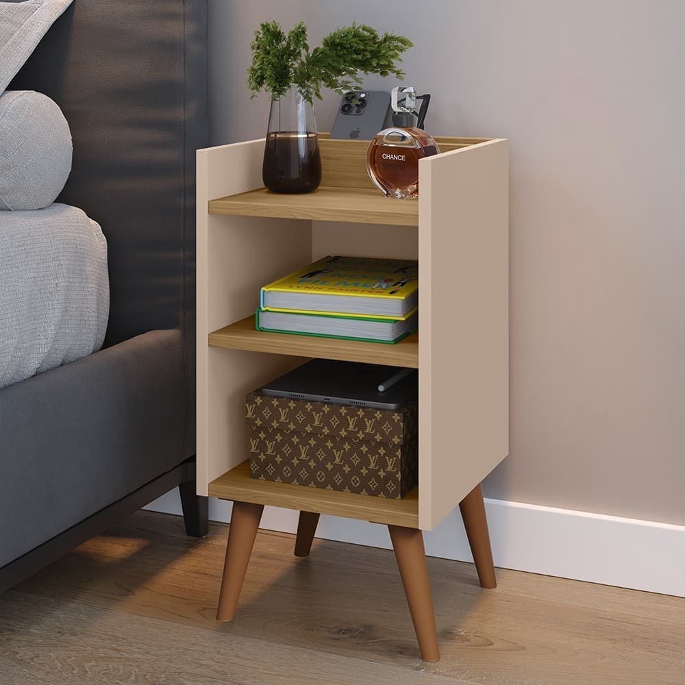 KIT MESA DE CABECEIRA MAX ORGANIZADOR PRATELEIRA COMPACTA PÉS RETRÔ FENDI-HANOVER