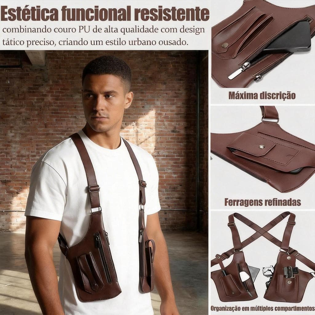 Bolsa Colete Antifurto  Moto Viagem Uso Diário - Unissex - Estilo Retrô Urbano  Cabe Celular Grande Chaves Óculos（CLH17）