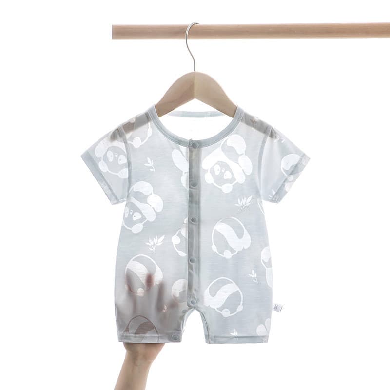 Macacão de bebê verão bebê fino manga curta macacão camiseta bebê desossado confortável respirável macacão