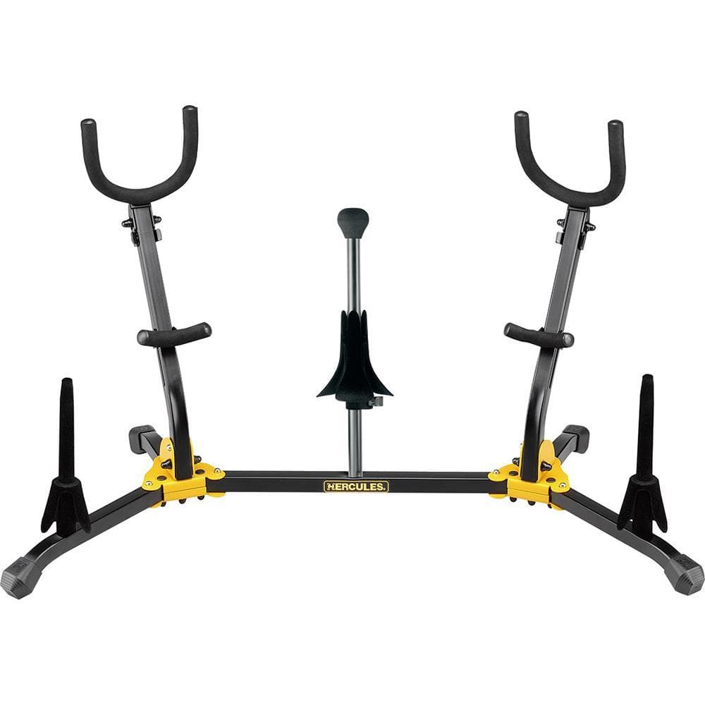 Suporte Hercules DS538B Multiuso para Saxofone Alto/Tenor/Soprano + Flauta/Clarinete - Profissional Preto