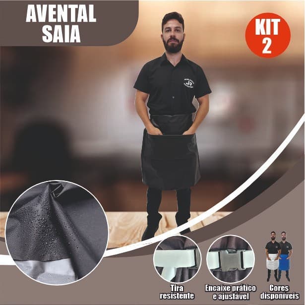 Kit 2 Avental Saia Pvc Impermeável bolso churrasqueiro garçom cozinha cozinheiro barbearia manicure
