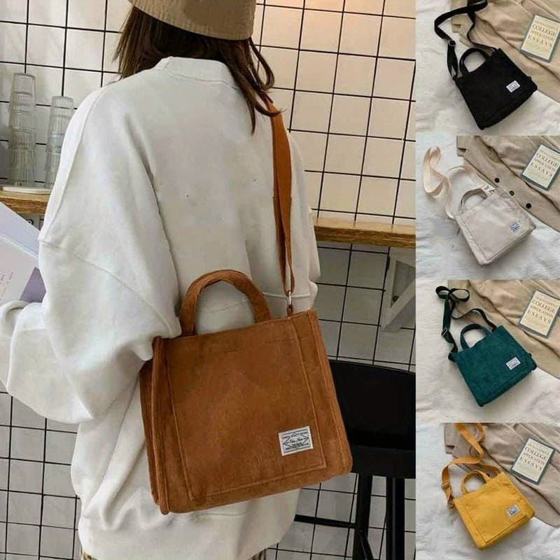 Mulheres Veludo Zíper Pequena Bolsa De Ombro Algodão Lona Casual Tote Crossbody Vintage Saco Do Mensageiro & * -