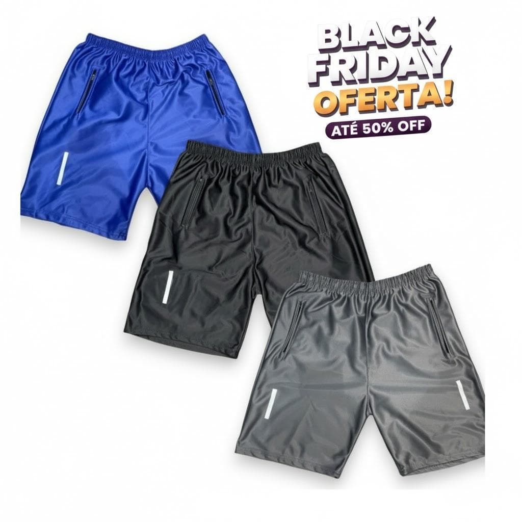 3 Bermuda Esportivo Academia Futebol Treino verão com Bolsos com  Ziper No Bolso NOVO
