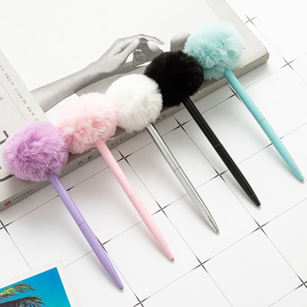 Caneta Esferográfica de Metal K-MIME com Pom Pom, 1 peça/lote