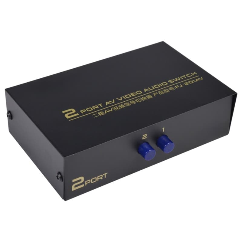 KIN 2 Portas AV RCA Switch 2 Em 1 Saída De Vídeo Composto Lr Switcher Caixa Seletora Para DVD Player SNES N64 Consoles D