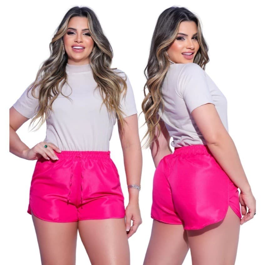 Short Tactel Feminino Moda Praia Estilo Casual Soltinho Secagem Rápida