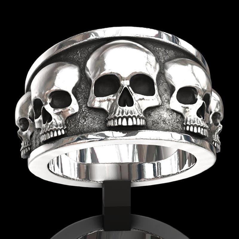 Personalidade Masculina Punk Crânio Anéis Vintage Gótico Dominador Anel Moda Rock Jóias Acessórios