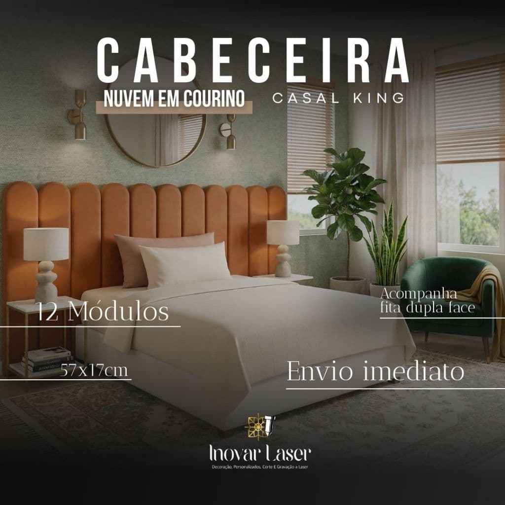 Cabeceira Estofada Courinho Modular Nuvem Vários Opções Cama Box Solteiro Casal Queen King