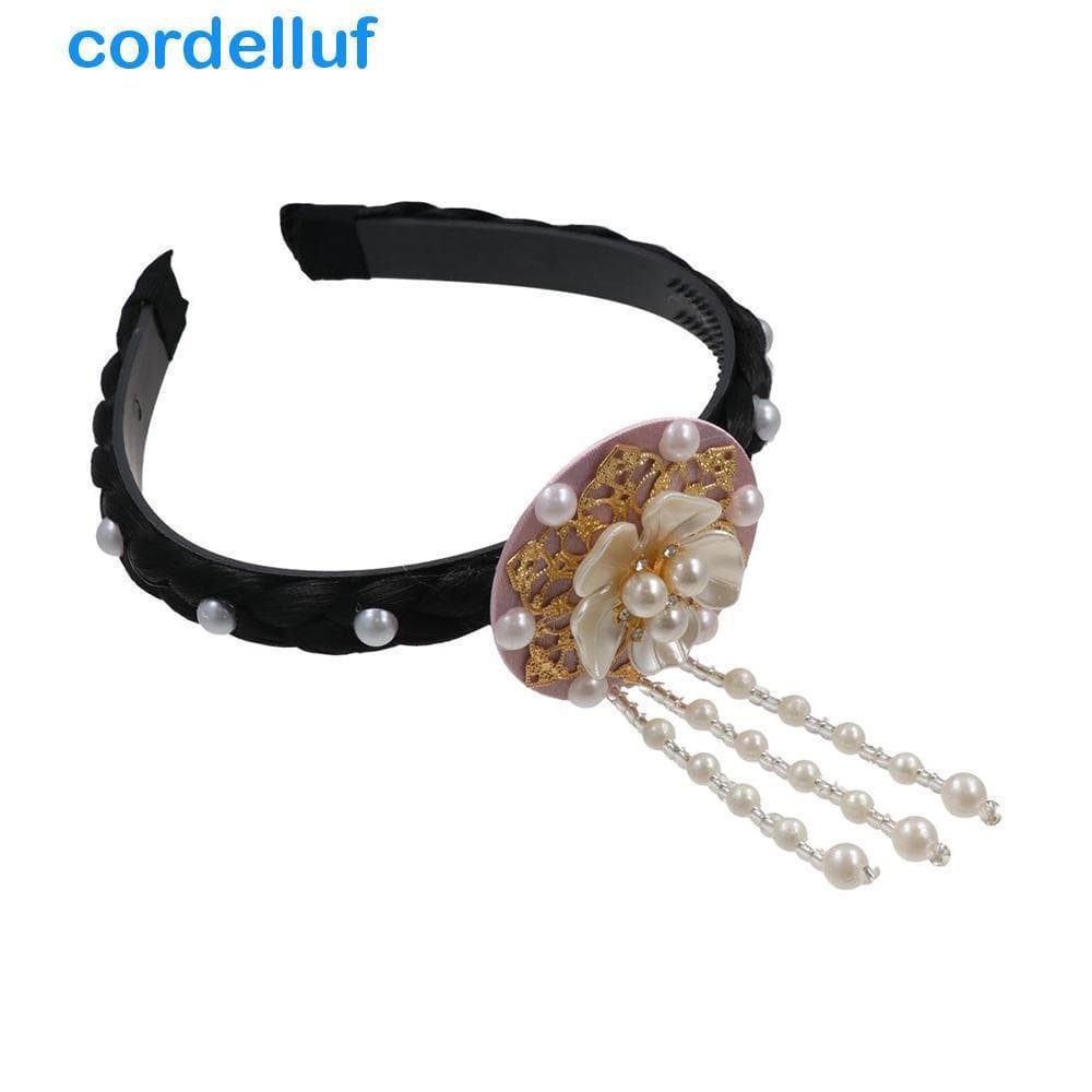 CORDELLUF Hanbok Hairband , Flor Pérola Coreano Bandana , Borlas Cocar Tradicional Palco Dança Argola De Cabelo