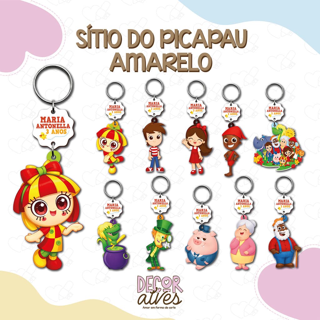 Sítio do Picapau Amarelo - Chaveiro Personalizado MDF brilhoso Lembrancinha infantil