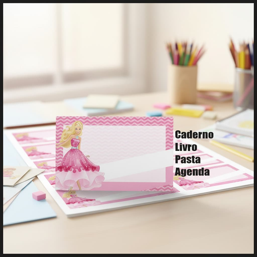 Etiqueta Adesiva Escolar Em Vinil Tema Personagens Boneca Material Escolar