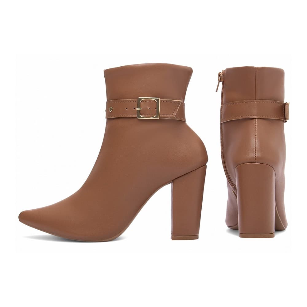 Bota Cano Curto Salto Grosso Alto Caramelo