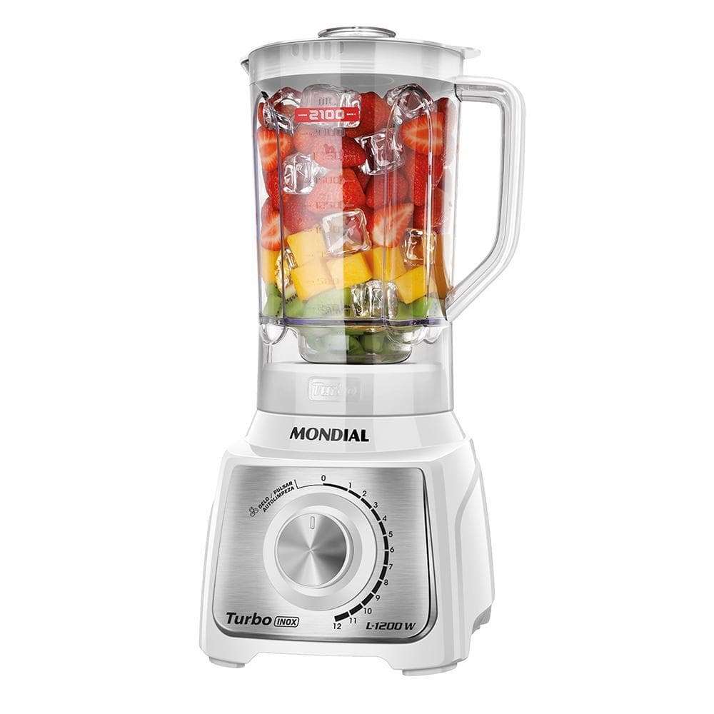 Liquidificador Turbo Mondial Branco e Inox 1200W L-1200 WI